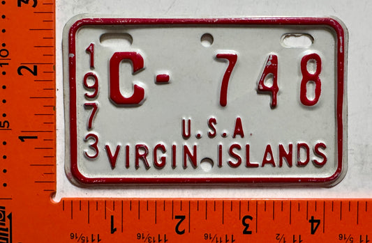 1973 Virgin Islands #C-748 Motorcycle License Plate