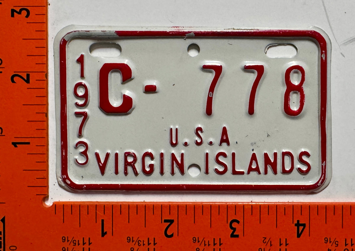 1973 Virgin Islands #C-778 Motorcycle License Plate