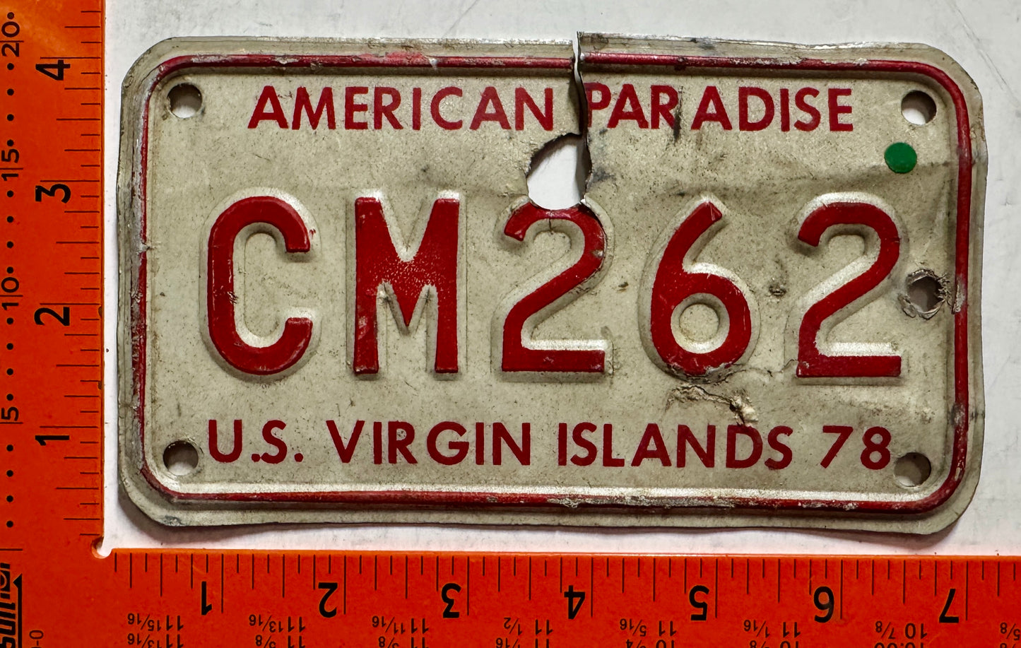 1978 Virgin Islands #CM-262 Motorcycle License Plate