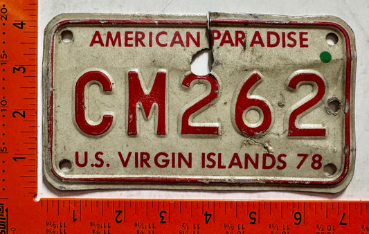 1978 Virgin Islands #CM-262 Motorcycle License Plate