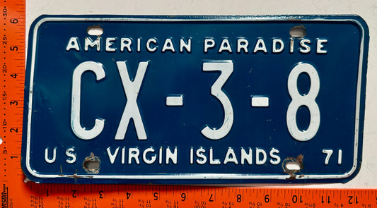 1971 Virgin Islands #CX-3-8 Dealer License Plate