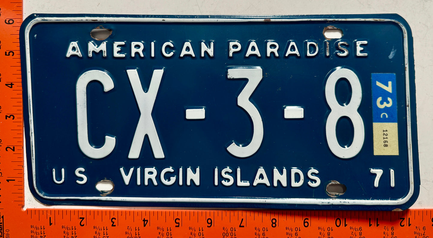 1973 Virgin Islands #CX-3-8 Dealer License Plate