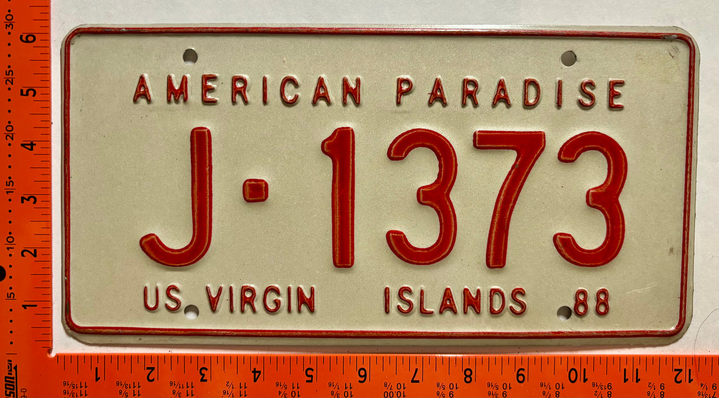 1988 Virgin Islands #J-1373 Passenger License Plate