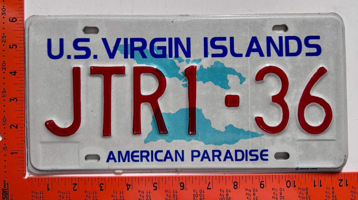 1996 base Virgin Islands #JTR1-36 Trailer License Plate