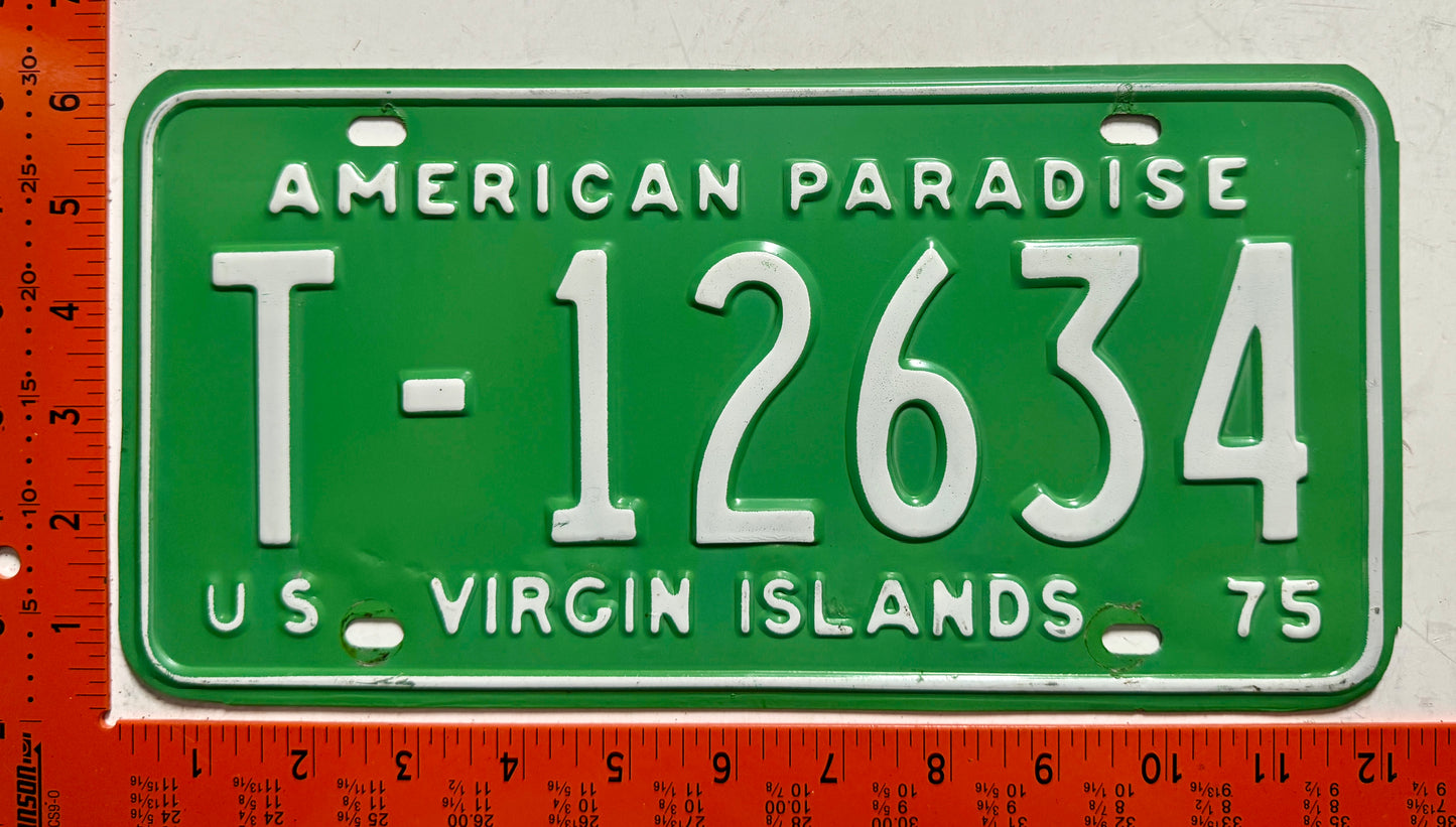 1975 Virgin Islands #T-12634 Passenger License Plate