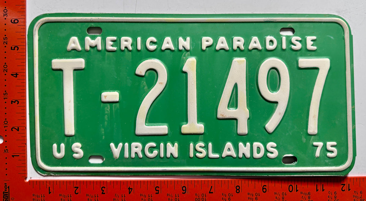 1975 Virgin Islands #T-21497 Passenger License Plate
