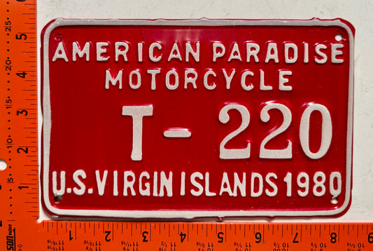 1980 Virgin Islands #T-220 Motorcycle License Plate