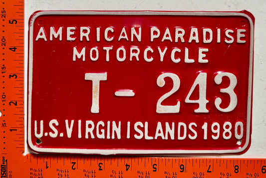 1980 Virgin Islands #T-243 Motorcycle License Plate