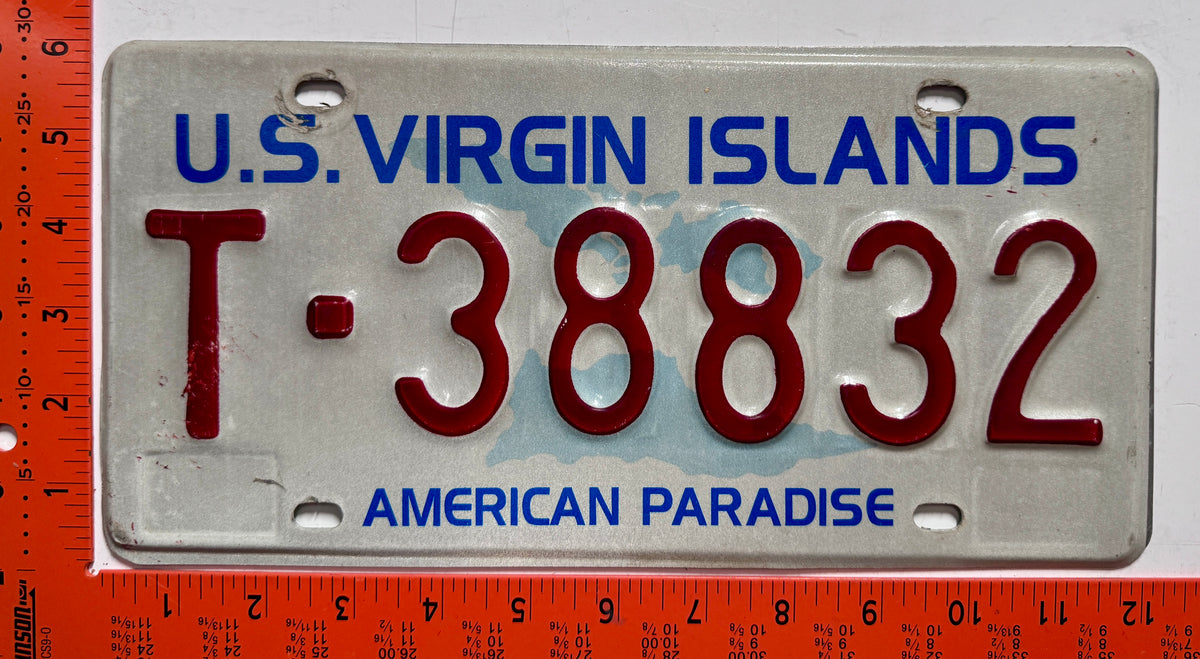 1993 base Virgin Islands #T-38832 Passenger License Plate