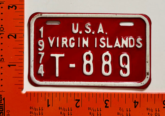 1974 Virgin Islands #T-889 Motorcycle License Plate