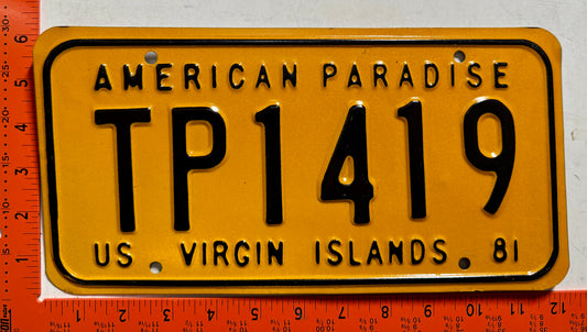 1981 Virgin Islands #TP1419 Taxi License Plate