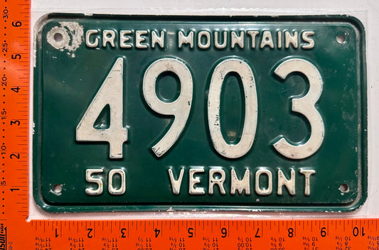 1950 Vermont #4903 Passenger License Plate