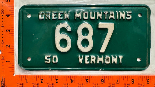 1950 Vermont #687 Motorcycle License Plate