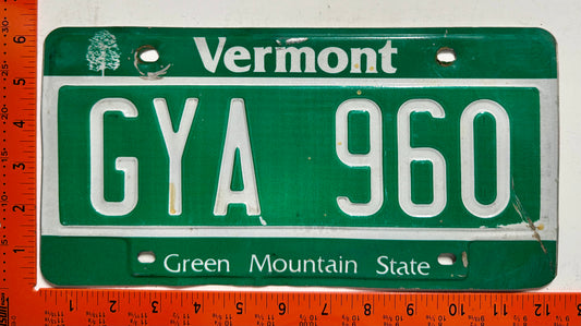 undated Vermont #GYA 960 Passenger License Plate