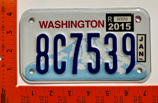 2015 Washington #8C7539 Motorcycle License Plate