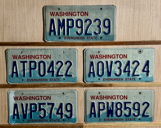 Group of 5 Washington Passenger License Plates (Crafter)
