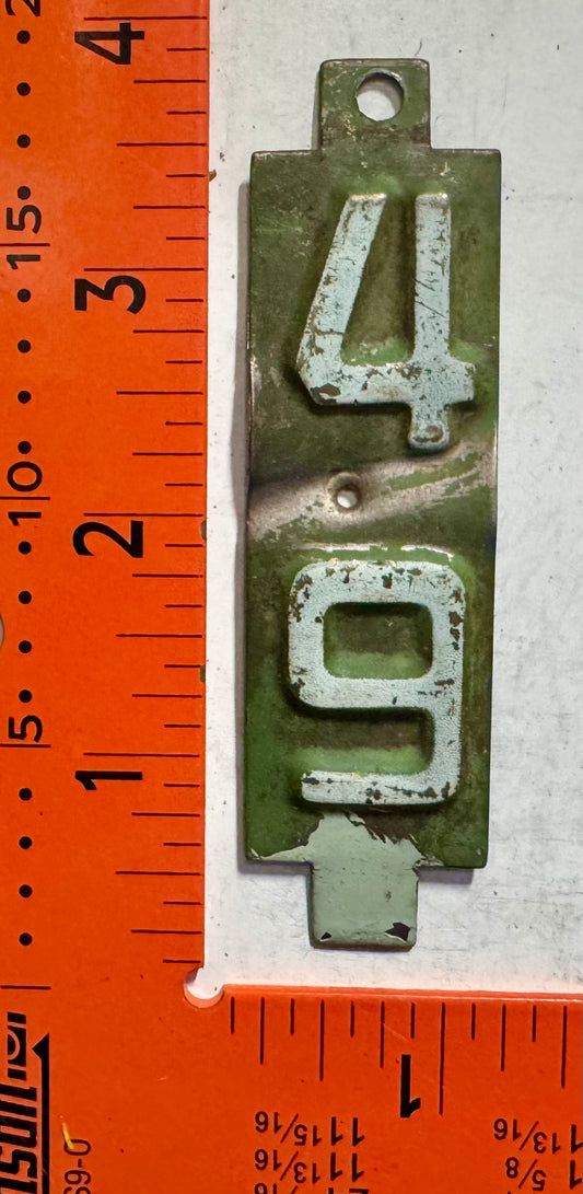 1949 Wisconsin Passenger License Plate Date Tab