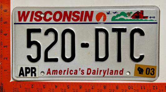 2003 Wisconsin #520-DTC Passenger License Plate