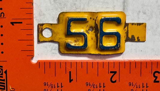 1956 Wisconsin Passenger License Plate Date Tab