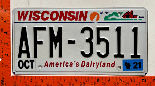 2021 Wisconsin #AFM-3511 Passenger License Plate
