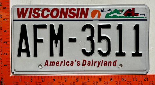 undated Wisconsin #AFM-3511 Passenger License Plate