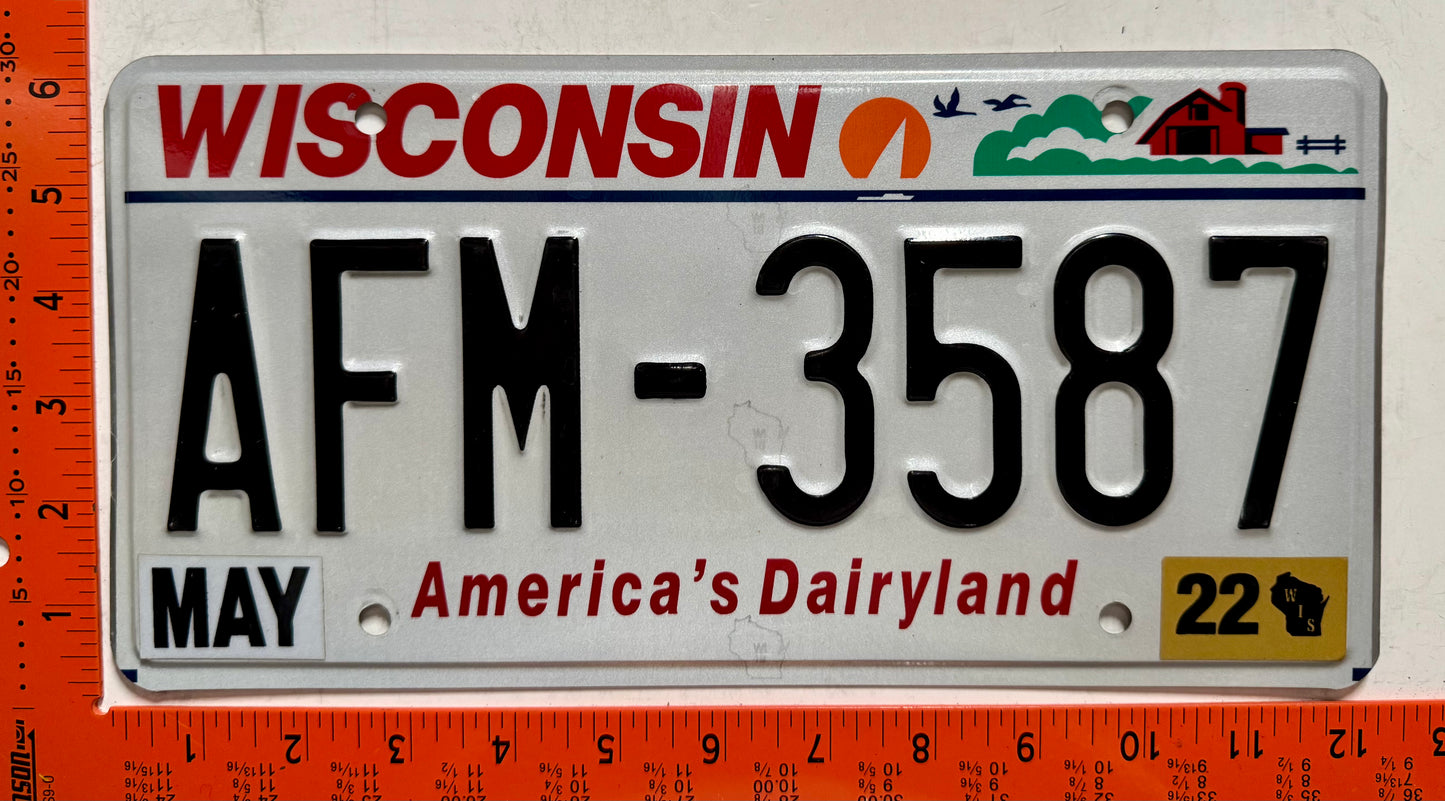2022 Wisconsin #AFM-3587 Passenger License Plate