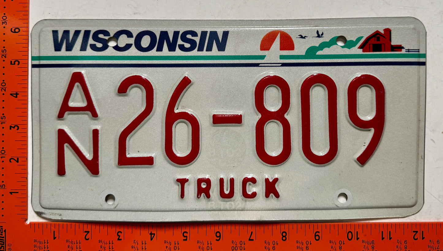 undated Wisconsin #A/N26-809 Truck License Plate