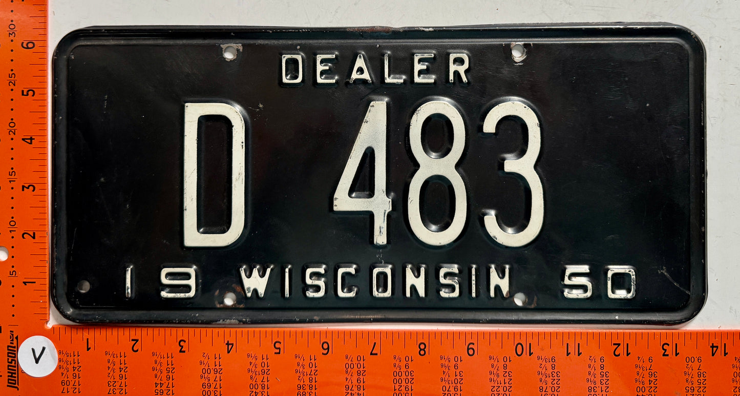 1950 Wisconsin #D 483 Dealer License Plate