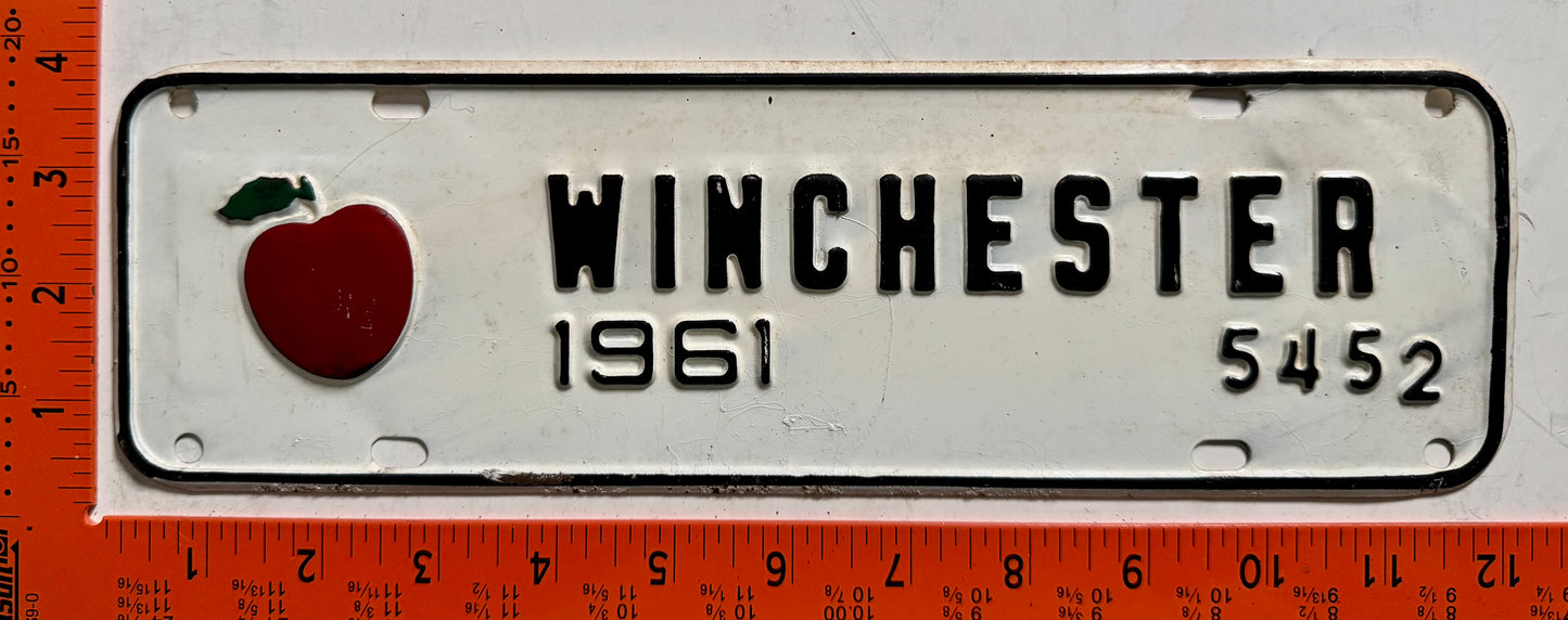 1961 Winchester, Virginia #5452 Passenger License Plate
