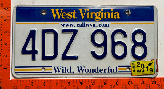 2019 West Virginia #4DZ 968 Passenger License Plate