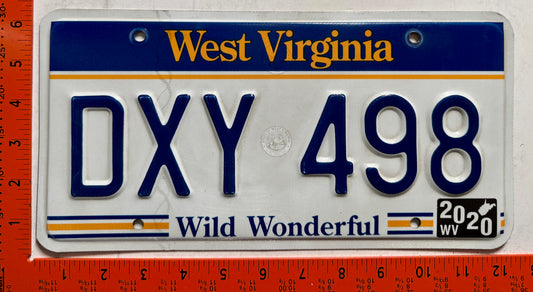 2020 West Virginia #DXY 498 Passenger License Plate