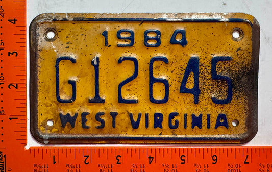 1984 West Virginia #G12645 Motorcycle License Plate