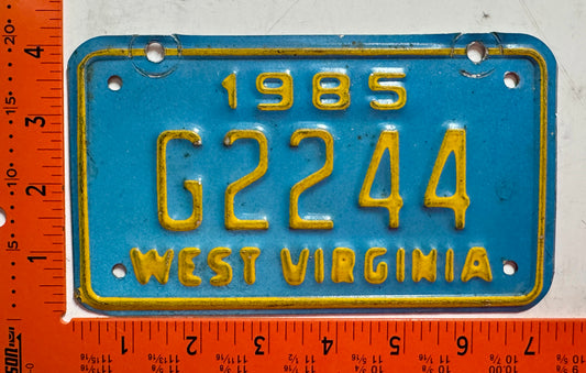1985 West Virginia #G2244 Motorcycle License Plate
