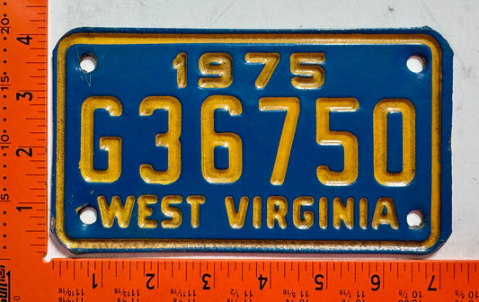 1975 West Virginia #G36750 Motorcycle License Plate