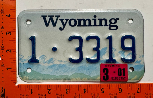2001 Wyoming #1-3319 Motorcycle License Plate
