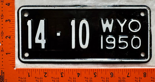 1950 Wyoming #14 - 10 Motorcycle License Plate