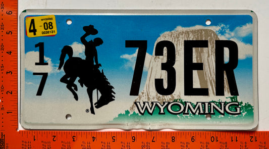 2008 Wyoming #1/7 73ER Passenger License Plate