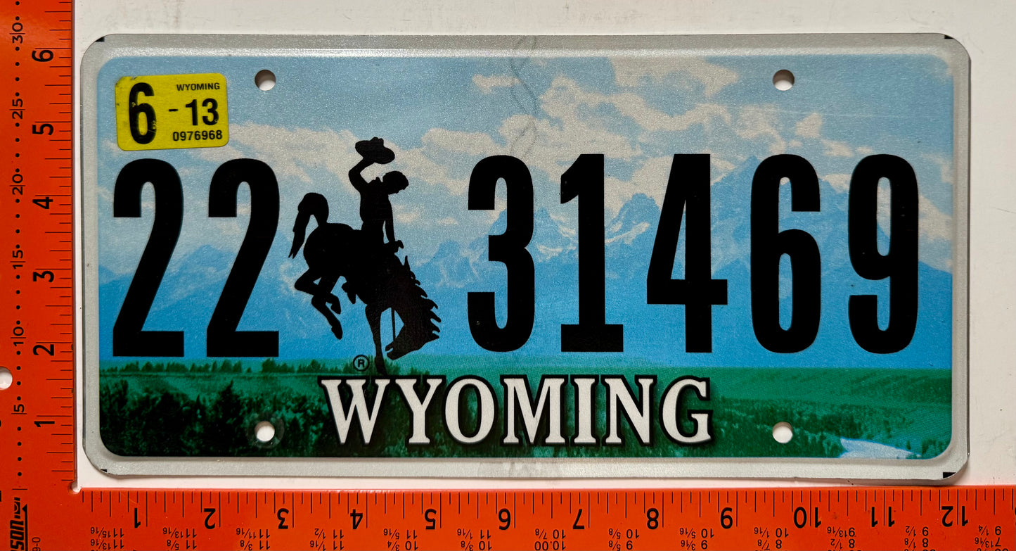 2013 Wyoming #22 31469 Passenger License Plate