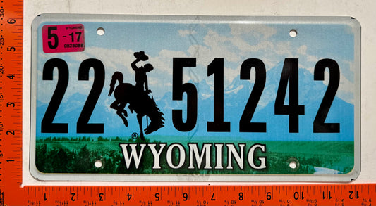 2017 Wyoming #22 51242 Passenger License Plate