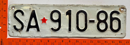 undated Yugoslavia #SA*910-86 License Plate