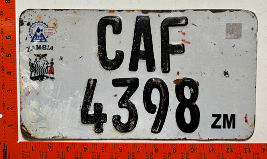 2000 series Zambia #CAF/4398 Passenger License Plate